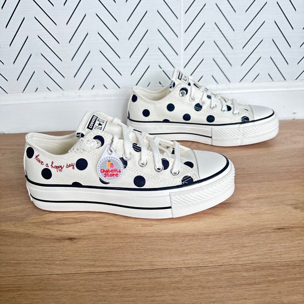 ✨Converse Chuck Taylor Lift Platform Polka Dots 7.5 Womens Shoes Sneaker A10689C - Picture 2 of 12